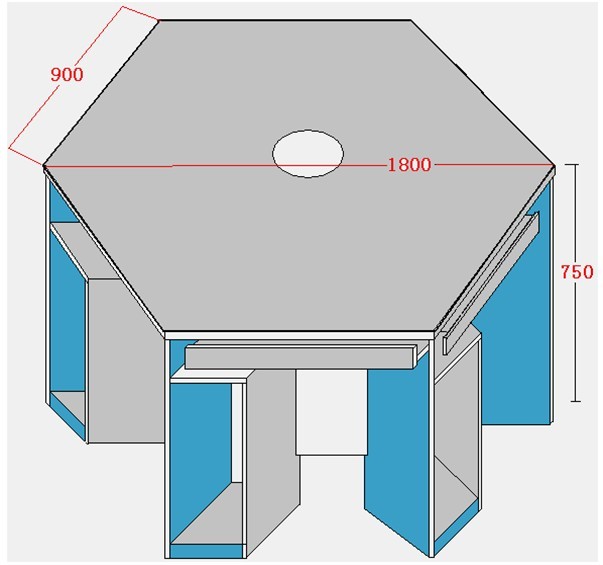 学校实验室电脑室六边形电脑桌实验桌-六边形实验台-可接受定制