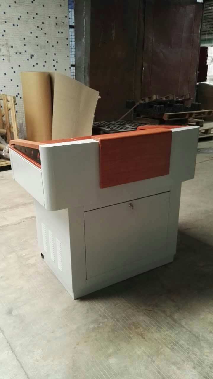 东裕DYU-8233实木扶手木讲台-显示器任意角度键盘翻转实木台面扶手钢制讲台